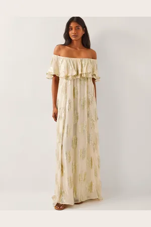 Monsoon Lyra Metallic Ruffle Maxi Dress