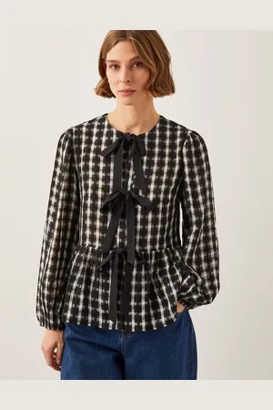 Monsoon Violet Bow Check Blouse