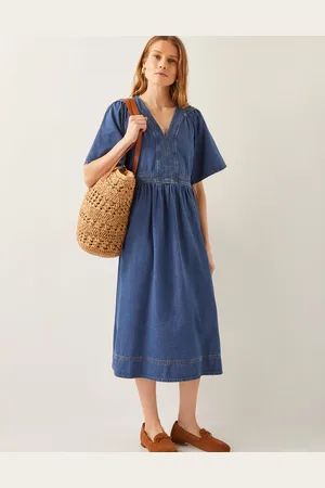 Monsoon Lydia Short Sleeve Denim Midi Dress