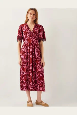 Monsoon Aimee Floral Print Jersey Midi Dress