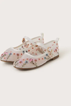 Monsoon Floral Embroidered Mesh Ballet Flats