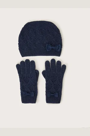 Monsoon Sparkle Bow Hat and Gloves Set