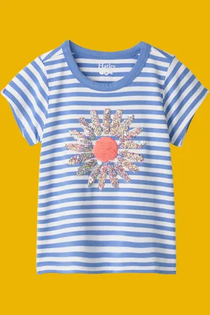 Monsoon Hatley Sequin Flower Stripe T-Shirt