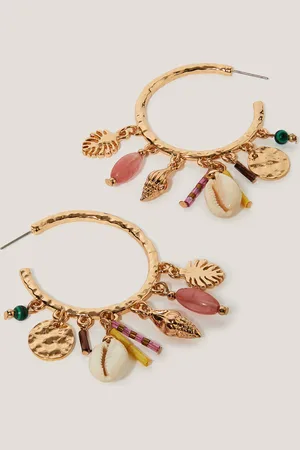 Monsoon Mix Charm Hammered Hoop Earrings