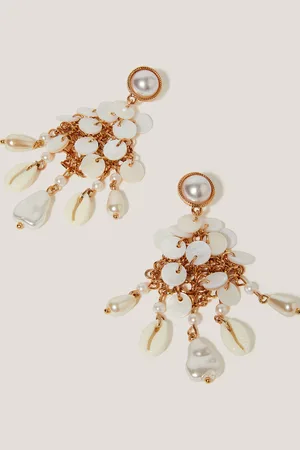 Monsoon Pearl Shell Disc Chandelier Earrings