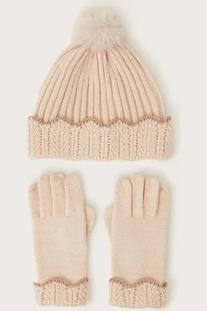 Monsoon Faux Fur Pom-Pom Hat and Gloves Set