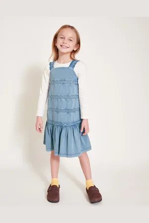 Monsoon Long Sleeve Top and Embroidered Pinafore Dress Set