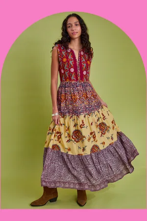 MAISON HOTEL Eugenie Mixed Print Maxi Dress