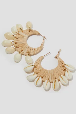 Monsoon Raffia Shell Hoop Earrings