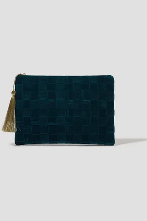 Monsoon Woven Velvet Zip Pouch Teal