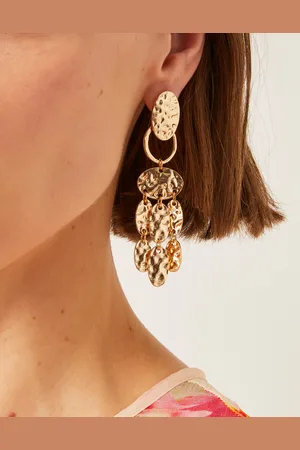 Monsoon Hammered Disc Tassel Drop Earrings