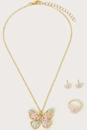 Monsoon Diamante Flower Butterfly Jewellery Set