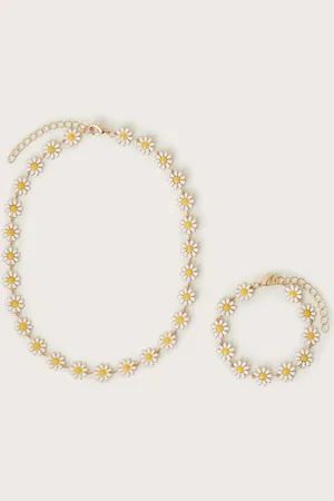 Monsoon Daisy Chain Necklace and Bracelet Set