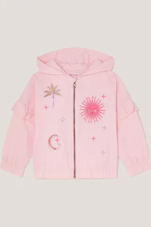 Monsoon Sun Embroidered Zip-Up Hoodie