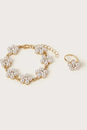 Monsoon Pearl Flower Bracelet and Ring Set