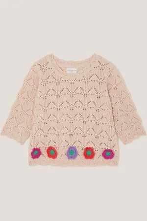 Monsoon Crochet Flower Knit Top
