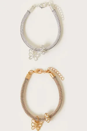 Monsoon 2-Pack Diamante Butterfly Tube Bracelets