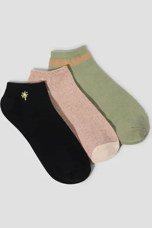 FrenchTrotters 3-Pack Palm Tree Glitter Trainer Socks