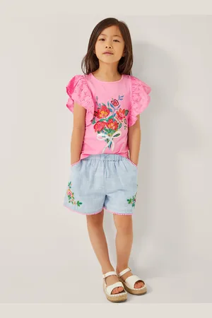 Monsoon Floral Embroidered Slub Shorts