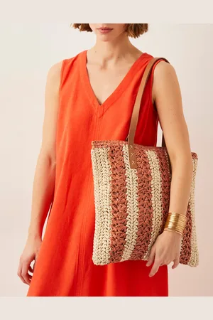Lola Stripe Raffia Crochet Tote Bag