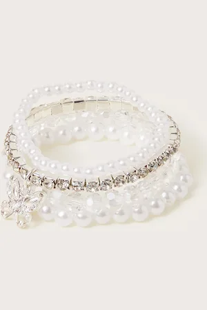 Monsoon 4-Pack Diamante Pearl Butterfly Bridesmaid Bracelets