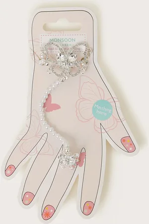 Monsoon Butterfly Pearl Ring & Hand Chain