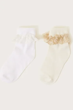 Monsoon 2-Pack Lace Trim Socks