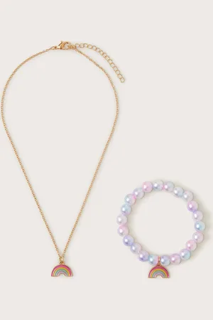 Monsoon Rainbow Charm Necklace and Bracelet Set