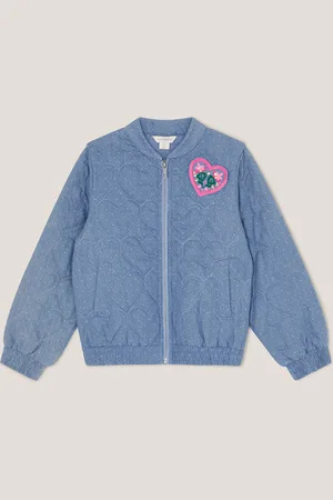Monsoon Heart Quilted Chambray Bomber Jacket