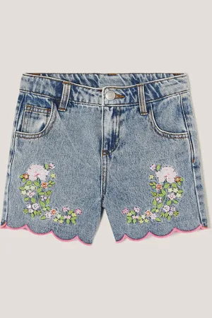 Monsoon Sequin Floral Embroidered Denim Shorts