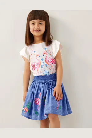 Monsoon Flamingo Embellished Chambray Skirt