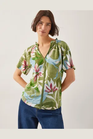 Monsoon Piper Floral Linen-Blend Top