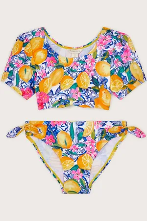 Monsoon Lemon Print Short Sleeve Bikini Set