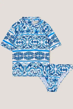 Monsoon Floral Print UPF50+ Rash Vest & Swim Briefs Set