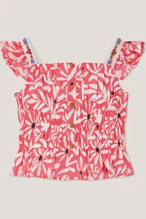 Monsoon Floral Print Cropped Embellished Blouse