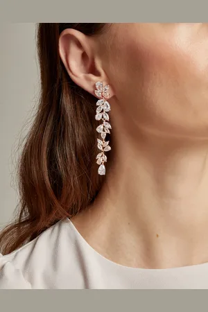 Monsoon Diamante Leaf Drop Earrings