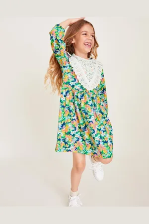 Monsoon Long Sleeve Floral Yoke Dress