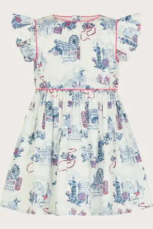 Monsoon Baby London Print Frilly Cotton Dress