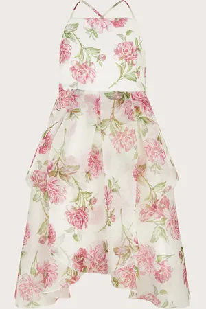 Monsoon Strappy Peony Print Organza Dress