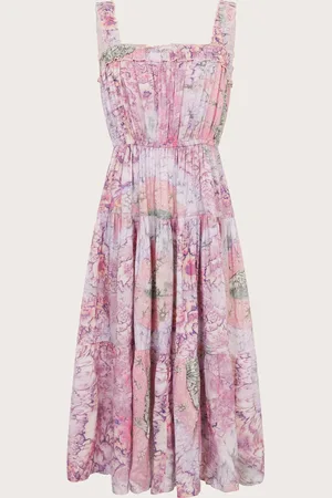 Monsoon Strappy Marbled Floral Maxi Dress