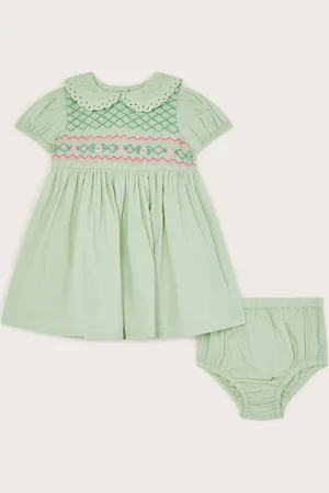 Monsoon Baby Embroidered Smock Dress and Briefs Set