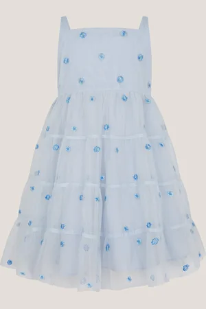 Monsoon Baby Thea Embroidered Back-Bow Tiered Dress