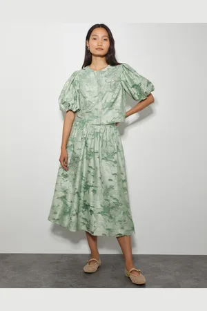 Monsoon Josie Puff Sleeve Floral Jacquard Top