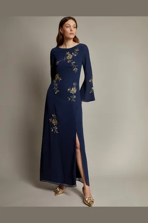 Monsoon Sarah Flute Sleeve Floral Sequin Maxi Dress