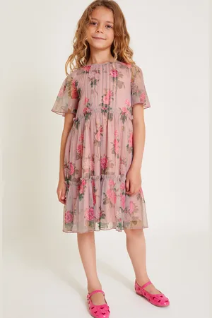 Monsoon Guilia Flutter Sleeve Floral Tulle Dress