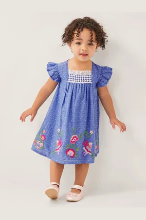 Monsoon Baby Fairy Embroidered Frill-Sleeve Dress