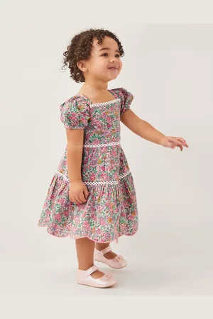 Monsoon Baby Broderie Floral Puff-Sleeve Dress