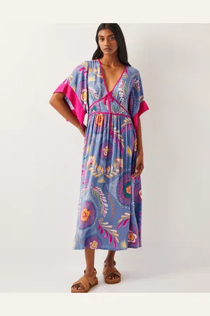 Monsoon Monika Short Sleeve Floral Print Midi Dress