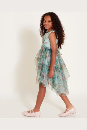 Monsoon Sleeveless Rose Print Organza Dress
