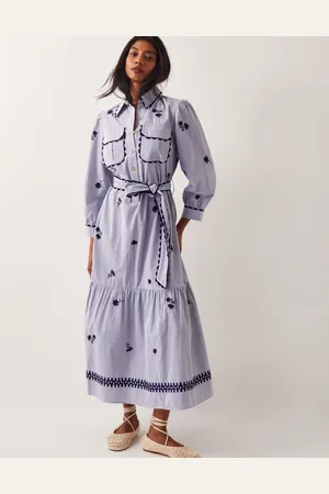 Monsoon Amelia Embroidered Shirt Maxi Dress